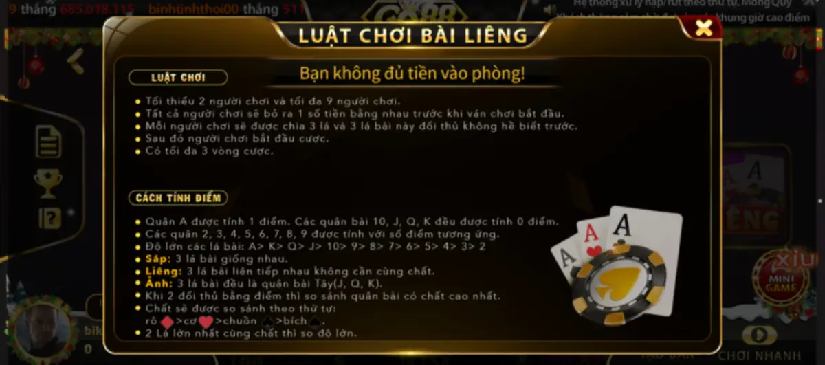 Cach tinh diem trong game Lieng tai Go88
